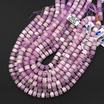 AAA Natural Kunzite Smooth Rondelle Wheel Beads Violet Purple Pink Gemstone 15.5" Strand