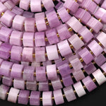 AAA Natural Kunzite Smooth Rondelle Wheel Beads Violet Purple Pink Gemstone 15.5" Strand