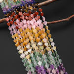 Natural Multicolor Gemstone Heart 8mm Beads Rose Quartz Green Aventurine Amazonite Amethyst Sodalite Tiger's Eye Red Jasper 15.5" Strand