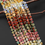 Natural Multicolor Gemstone Heart 8mm Beads Red Jasper Unakite Pink Rhodonite Amazonite Yellow Aventurine Opalite Picture 15.5" Strand