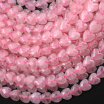 AAA Faceted Natural Pink Rose Quartz 8mm Beads Gemstone Heart 15.5" Strand