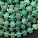 AAA Faceted Natural Green Aventurine 12mm Octagon Rondelle Wheel Beads 15.5" Strand