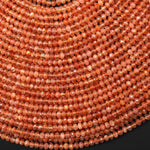 AAA Faceted Natural Fiery Orange Sunstone Rondelle Beads 4mm Gemstone 15.5" Strand b5059