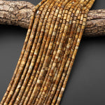 Natural Picture Jasper 4x4mm Tube Cylinder Beads 15" Strand