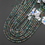 AAA Natural Teal Blue Green Mauve Pink Indian Agate 6mm Smooth Thin Heishi Rondelle Beads 15.5" Strand