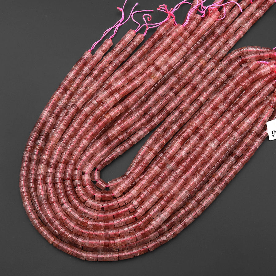 AAA Natural Strawberry Quartz 6mm Heishi Beads Gemstone 15.5" Strand