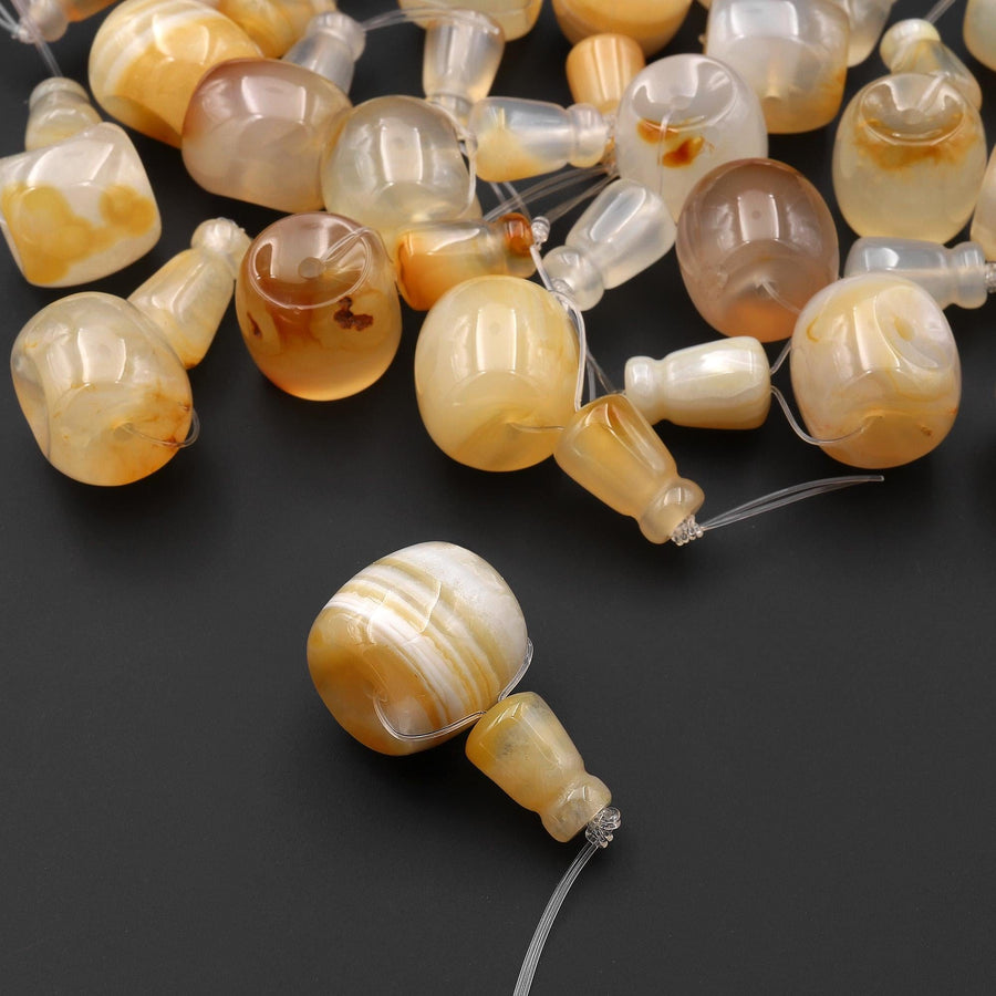 Natural Carnelian Agate Guru Beads 3 Holes T-Beads Set For Mala Making 16mm A3
