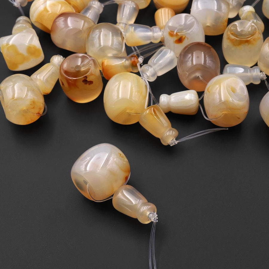 Natural Carnelian Agate Guru Beads 3 Holes T-Beads Set For Mala Making 16mm A4