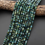 Natural Teal Blue Green Indian Agate 6mm Smooth Thin Rondelle Beads 15.5" Strand