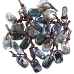 Natural Green Moss Agate Smooth Rectangle Nugget Pendant Focal Worry Stone Bead