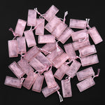 Natural Pink Rose Quartz Faceted Rectangle Title Earring Pair Drilled Gemstone Matched Beads