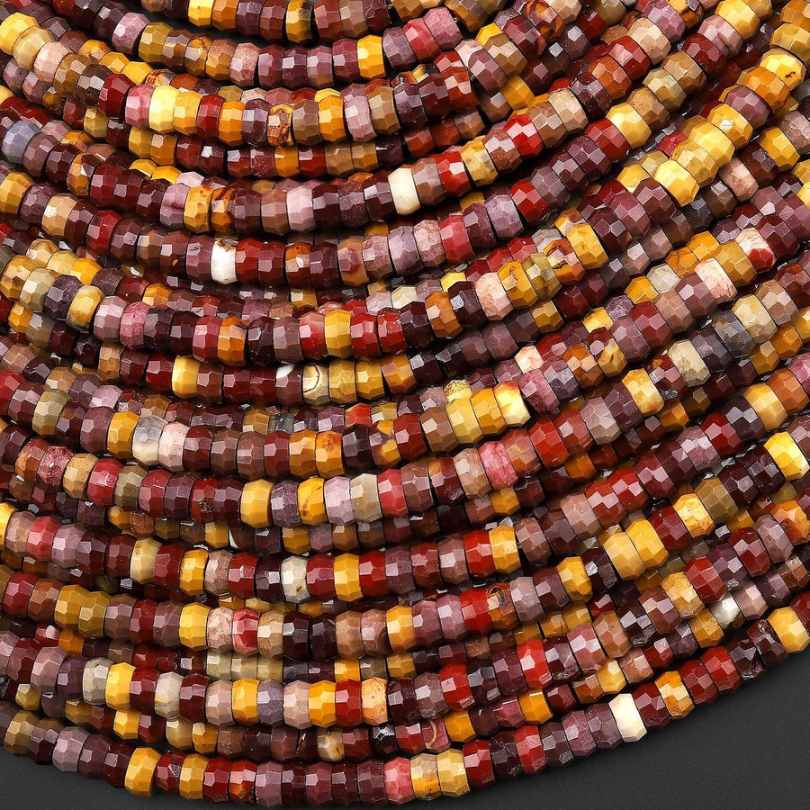 AAA Faceted Natural Australian Mookaite Heishi Rondelle Beads 5mm 15" Strand