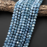 AAA Natural Blue Aquamarine 8mm 10mm Smooth Round Beads Real Genuine Gemstone Birthstone 15.5" Strand