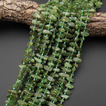 Natural Green Apatite Freeform Pebble Nugget Beads Center Drilled Gemstone 15.5" Strand