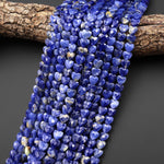 AAA Faceted Natural Blue Sodalite Carved Heart Beads 8mm Gemstone 15.5" Strand