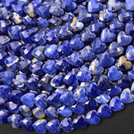 AAA Faceted Natural Blue Sodalite Carved Heart Beads 8mm Gemstone 15.5" Strand