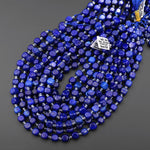 AAA Natural Blue Lapis Smooth Rounded Cube 8mm Beads Gemstone 15.5" Strand