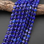 AAA Natural Blue Lapis Smooth Rounded Cube 8mm Beads Gemstone 15.5" Strand