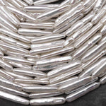 AAA Silky Smooth Natural White Biwa Thin Long Stick Pearl Freshwater 15.5" Strand