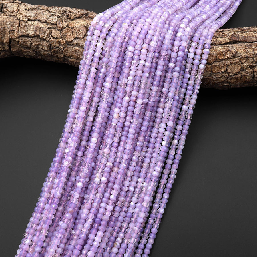 Rare Natural African Purple Opalized Chalcedony Faceted 4mm Rondelle Beads Gemstone 15.5" Strand