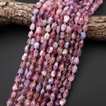 Natural Pink Tourmaline Freeform Pebble Nugget Beads Gemstone 15.5" Strand B5134