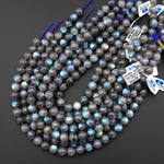 AAA Large Natural Labradorite 12mm 14mm 16mm 18mm Smooth Round Beads 15.5" Strand
