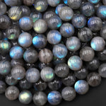 AAA Large Natural Labradorite 12mm 14mm 16mm 18mm Smooth Round Beads 15.5" Strand