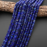 AAA Faceted Natural Blue Lapis 8mm Thin Rondelle Beads 15.5" Strand