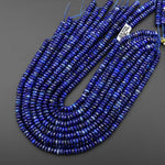 AAA Faceted Natural Blue Lapis 8mm Thin Rondelle Beads 15.5" Strand