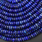 AAA Faceted Natural Blue Lapis 8mm Thin Rondelle Beads 15.5" Strand