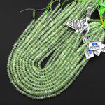 AAA Faceted Natural Green Prehnite Rondelle Beads 6mm 15.5" Strand B5028