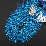 AAA+ Natural Heavenly Blue Apatite 4mm Smooth Round Beads 15.5" Strand