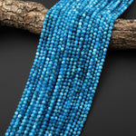AAA+ Natural Heavenly Blue Apatite 4mm Smooth Round Beads 15.5" Strand