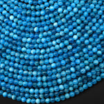 AAA+ Natural Heavenly Blue Apatite 4mm Smooth Round Beads 15.5" Strand