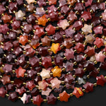 Faceted Natural Australian Mookaite Beads 8mm Carved Star Gemstone 14.5" Strand