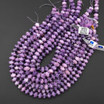 AAA Natural Lilac Lepidolite Faceted Hexagon Rectangle Wheel Beads 15" Strand