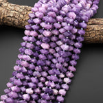 AAA Natural Lilac Lepidolite Faceted Hexagon Rectangle Wheel Beads 15" Strand