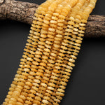 Natural Honey Yellow Calcite Beads 10mm 12mm Freeform Center Drilled Rondelle Disc Organic Cut Gemstone 15.5" Strand