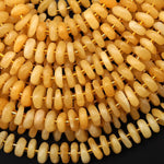 Natural Honey Yellow Calcite Beads 10mm 12mm Freeform Center Drilled Rondelle Disc Organic Cut Gemstone 15.5" Strand