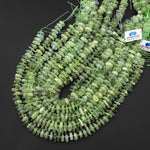 Natural Prehnite Beads 12mm Freeform Center Drilled Rondelle Disc Organic Cut Gemstone 15.5" Strand