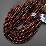 AAA Faceted Natural Red Tiger's Eye 8mm Rondelle Gemstone Beads 15" Strand