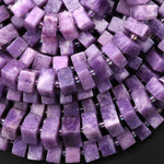 AAA Natural Lilac Lepidolite Center Drilled Rectangle Beads 15" Strand