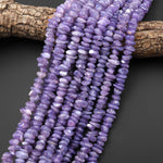 Rare Natural African Purple Opalized Chalcedony Freeform Pebble Center Drilled Nugget Beads Gemstone 15.5" Strand DK3616