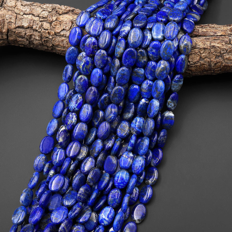 Natural Blue Lapis 10x14mm Smooth Oval Beads 15.5" Strand
