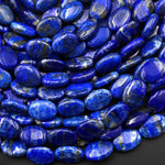 Natural Blue Lapis 10x14mm Smooth Oval Beads 15.5" Strand