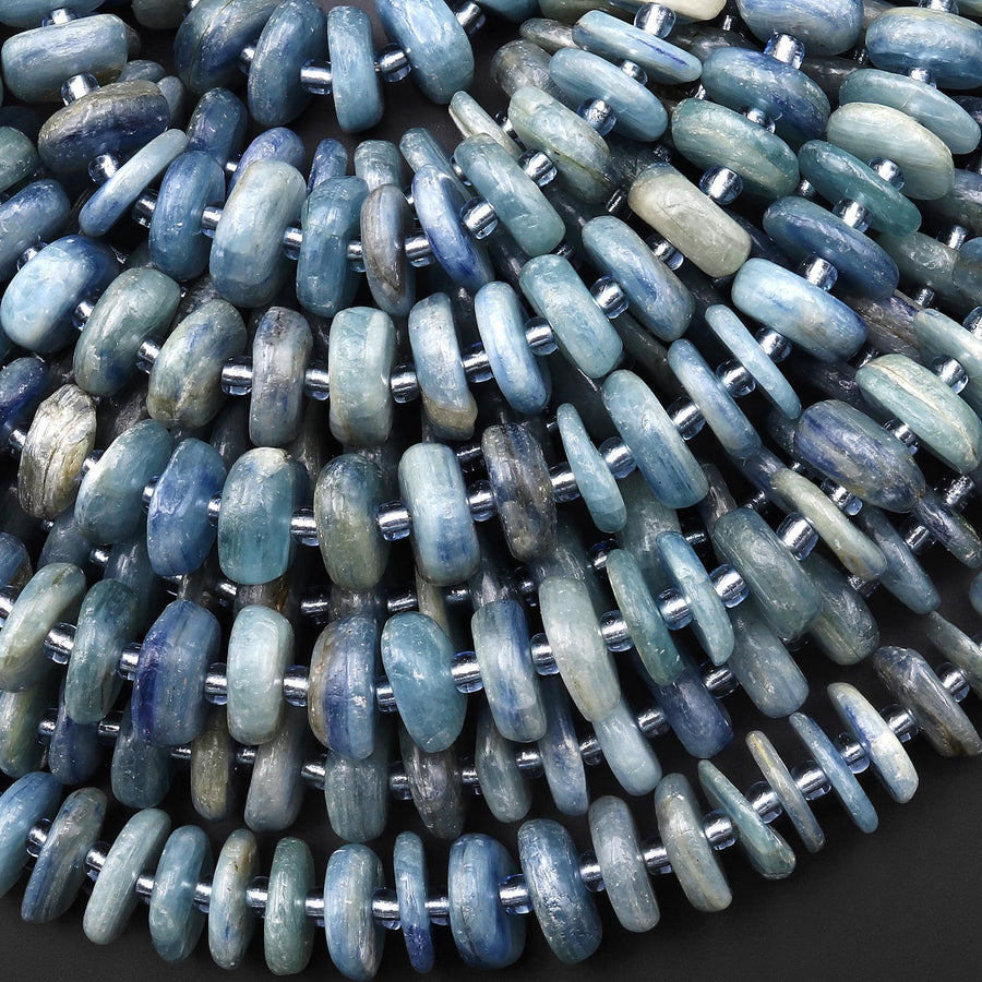 Natural Bicolor Blue Green Kyanite Heishi Rondelle Bead 10mm 15.5" Strand