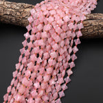 Four Leaf Clover 10mm Beads Natural Pink Rose Quartz Carved Faceted Flower Gemstone 15.5" Strand