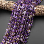 Four Leaf Clover 10mm Beads Natural Purple Amethyst Carved Faceted Flower Gemstone 15.5" Strand