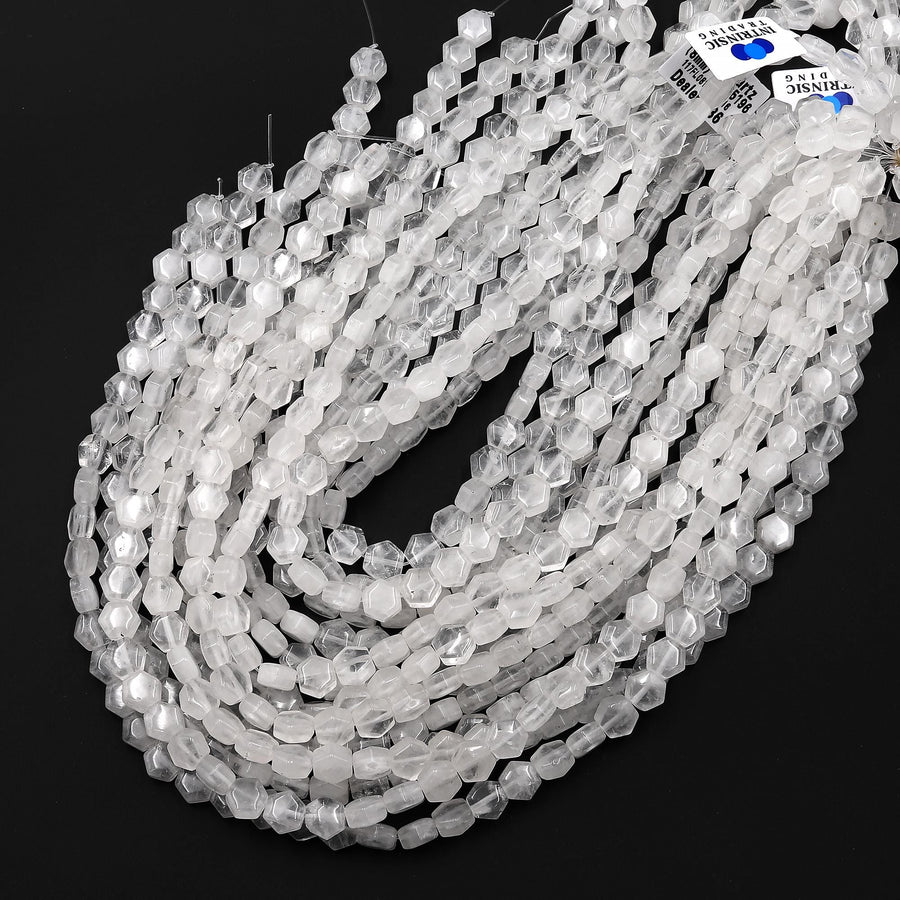 Natural Rock Crystal Quartz Beads Hexagon 8mm Gemstone 15.5" Strand