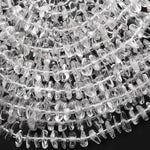 Natural Rock Crystal Quartz Freeform Rondelle 8mm 10mm Disc Beads Center Drilled Gemstone 15.5" Strand